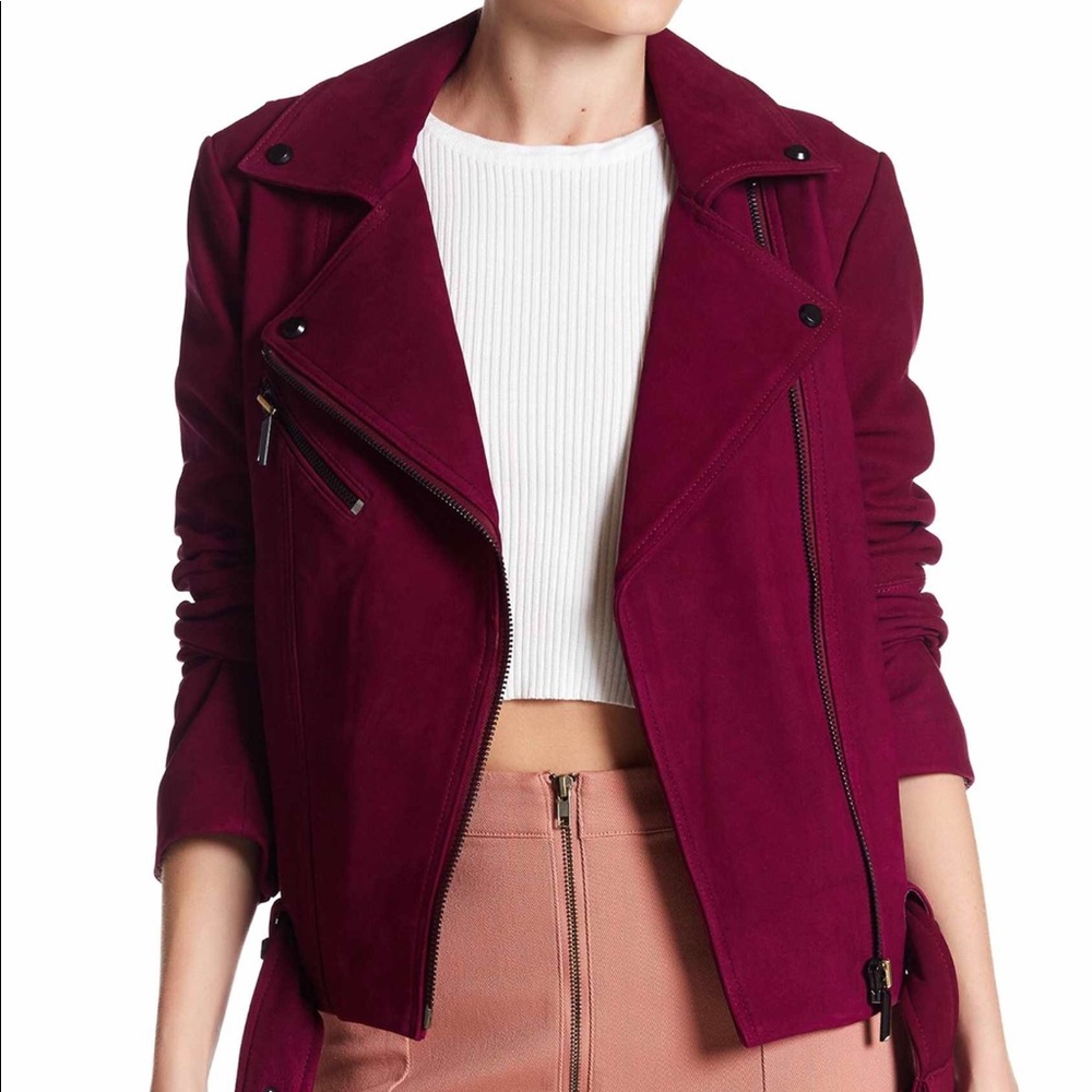 Bagatelle Lambskin Leather Nubuck Moto Jacket